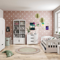 KocotKids Detská izba CLASSIC v bielej farbe Zvoľte rozmer: 80x140 cm, Zvoľte matrac: Bez matraca, Zvoľte šuplík: So šuplíkom