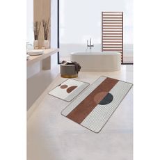 Bielo-hnedé kúpeľňové predložky v súprave 2 ks 60x100 cm – Mila Home