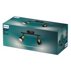 Philips - Bodové svietidlo CONDUIT 2xGU10/5W/230V čierna/mosadz
