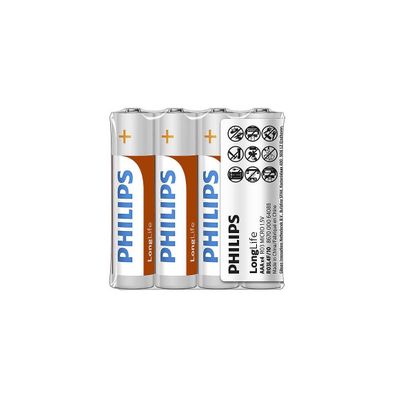 Philips R03L4F/10 - 4 ks Zinkochloridová batéria AAA LONGLIFE 1,5V 450mAh