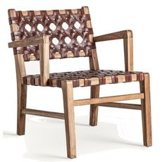 Estila Luxusné vintage kožené hnedé kreslo Turisk s vypletaným sedadlom a operadlom s masívnym rámom 74 cm
