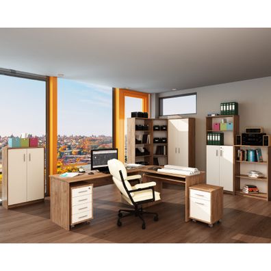 KONDELA Johan 2 New 9 rohový regál kraft dunkel / biela