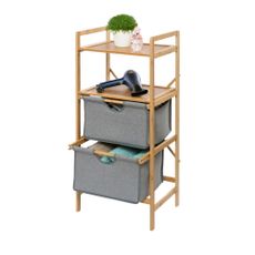 Sivo-hnedý bambusový kúpeľňový regál 44x96 cm Bahari - Wenko