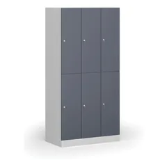 Šatníková skrinka s úložnými boxmi, 6 boxov, 1850 x 900 x 500 mm, cylindrický zámok, tmavosivé dvere