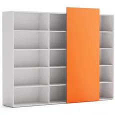 Skriňa vysoká otvorená dlhá BLOCK White, oranžová