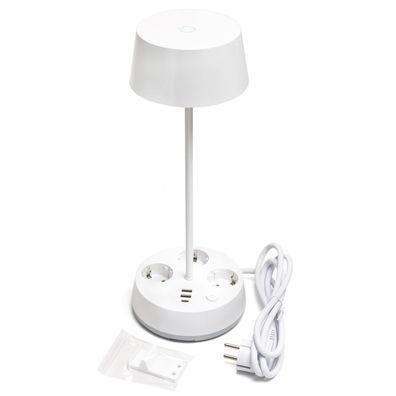 Aigostar - LED stmievateľná stolová lampa s integrovanou zásuvkou a USB LED/4,6W/230V biela
