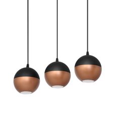 LED Luster na lanku MIDWAY 3xGU10/4,8W/230V čierna/medená