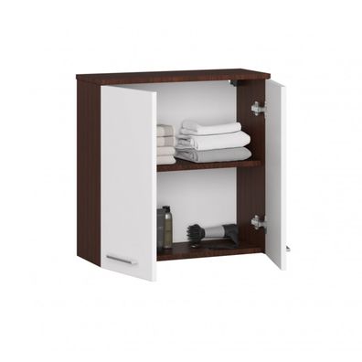Kúpeľňová závesná skrinka FIN W60 2D-wenge / biela