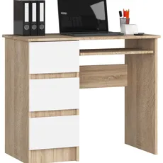 Ak furniture Písací stôl A-6 90 cm dub sonoma/biely ľavý