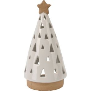 Porcelánový svietnik na čajovú sviečku Christmas tree biela, 10 x 20 cm