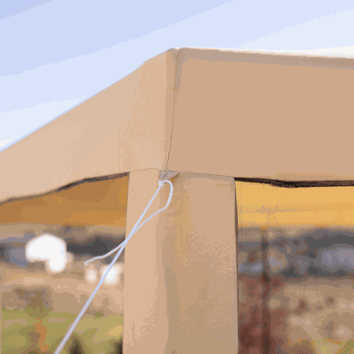 Stanový altánok do záhrady, 3,9x2,5x3,9m, béžová/čierna, RINGE TYP 2+6 bočných strán