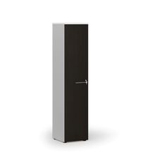 Úzka kancelárska skriňa PRIMO WHITE, 400 x 420 x 1781 mm, biela/wenge