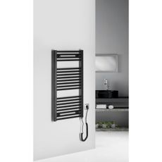 Aqualine - Kúpeľňový elektrický radiátor DIRECT-E 300W/230V 96 cm matná čierna