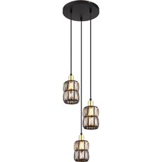 GLOBO Závesné svietidlo WOLLI čierna/mosadz/dymová E14 40 W pr. 250 x 1200 mm