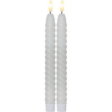 Súprava 2 bielych voskových LED sviečok Star Trading Flamme Swirl Antique, výška 25 cm