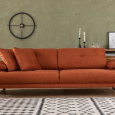 Praktická trojmiestna rozkladacia pohovka Mustang, 239 x 99 cm, oranžová
