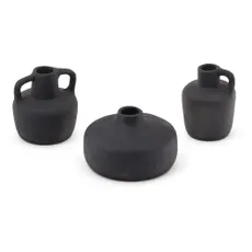 Čierne terakotové vázy v súprave 3 ks (výška 6 cm) Sofra – Kave Home
