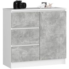 Ak furniture Komoda JERRY K 80 cm 1 dveře 3 zásuvky bílá/beton