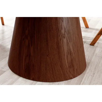 Jedálenský stôl UNIQUE 120 cm okrúhly, orechové drevo, dyhovaná keramika, doska z bieleho mramoru