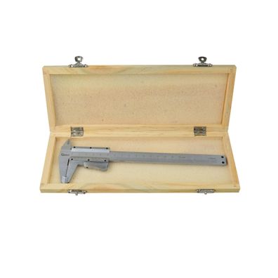 GEKO Mierka posuvné kovové, 0-150mm x 0,02, drevená krabička