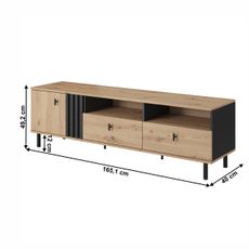 KONDELA Medis B 165 tv stolík dub artisan / čierny antracit