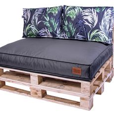 Golden Garden Paletové sedenie GG66 - podsedák a vankúš 120cm x 80cm x 15cm penový granulát grafitová vzor kvety 1