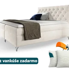 Wilsondo Čalúnená boxspring manželská posteľ Guliette s matracom - biela Rozmer: 180x200