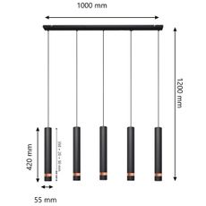 LED Luster na lanku TUBA 5xGU10/6,5W/230V čierna/medená