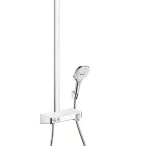 Sprchový systém Hansgrohe Raindance Select E na stěnu s termostatickou batériou biela/chróm 27126400