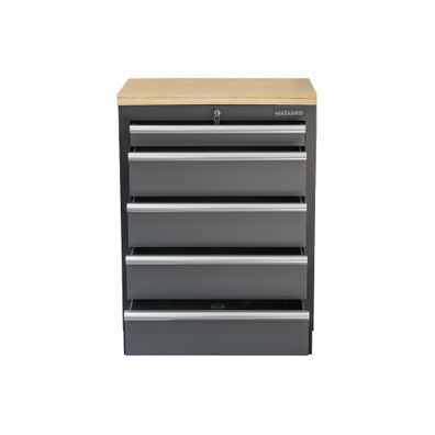 Dielenská skrinka s drevenou pracovnou doskou | 5 šuplíkov | 680x465x950 mm Matabro SET-CA01060
