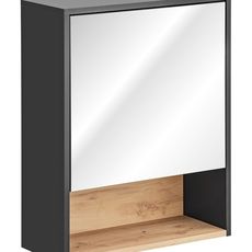 Comad Závesná kúpeľňová skrinka so zrkadlom Borneo Cosmos 840 1D sivá/dub artisan