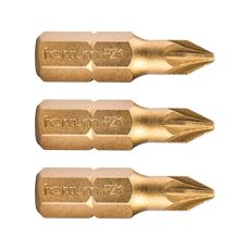 Hrot krížový pozidriv, súprava 3ks, PZ 1x25mm, titán. úprava, S2