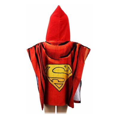 Plážové pončo - plážová bavlnená osuška s kapucňou - motív Superman - 55 x 110 cm