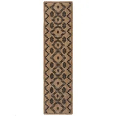 Flair Rugs Behúň Printed Jute Rowen Natural/Black - 60x230 cm