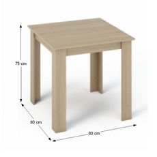 KONDELA Kraz jedálenský stôl 80x80 cm dub sonoma
