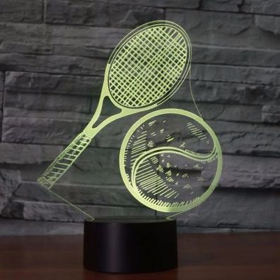 3Dmix 3DL-DRGB007 – 3D LED nočná lampa - Tenisová raketa a lopta (Dual RGB)