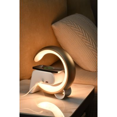 Immax 08986L-LED RGB Stmievateľná lampa s budíkom a Qi nabíjaním 30W/230V zlatá