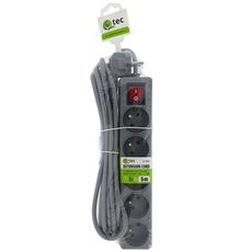 Predlžovací kábel s vypínačom Q-406f 5x z/u 5m grey