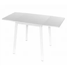 Jedálenský stôl, MDF fóliovaná/kov, biela, 60-120x60 cm, MAURO