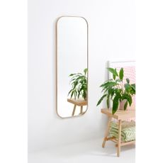Nástenné zrkadlo s rámom z dubového dreva Wireworks Gaze, 41 x 114 cm