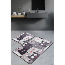 Sivé kúpeľňové predložky v súprave 2 ks 60x100 cm Meow – Foutastic