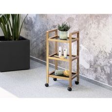 Čierny/v prírodnej farbe kúpeľňový regál z masívu akácie 35x76,5 cm Fondi – Wenko