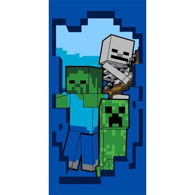 Modrá bavlnená detská osuška 70x140 cm Minecraft "Beware" – Jerry Fabrics