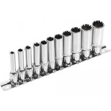 Hlavice nástrčné prodloužené, MULTI-LOCK, sada 11ks, 1/4"