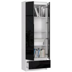 Regál R60 2D1SZ čierny lesk/biela