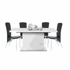 Rozkladací jedálenský stôl, biela vysoký lesk HG, 160-200x90 cm, KORINTOS