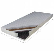 KONDELA Kokos Medium pružinový matrac 180x200 cm pružiny / plsť / PUR / latex-kokos doska / látka