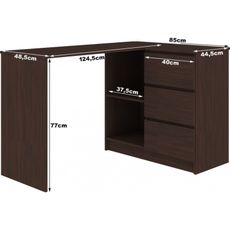 Počítačový stôl B16 pravý wenge/biely