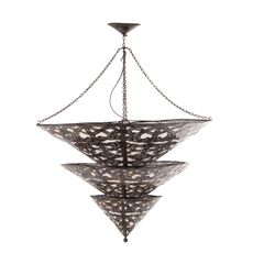 Estila Dizajnový vintage závesný bronzový kovový luster Triangle v kužeľovom tvare s plátenným poťahom v béžovej farbe 100 cm