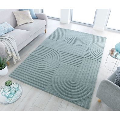 Tyrkysovomodrý vlnený koberec Flair Rugs Zen Garden, 120 x 170 cm